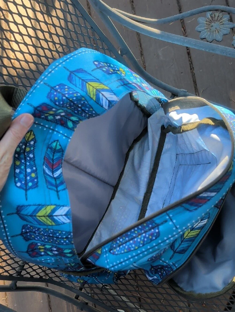 L.L. Bean Blue Feather-Print Backpack